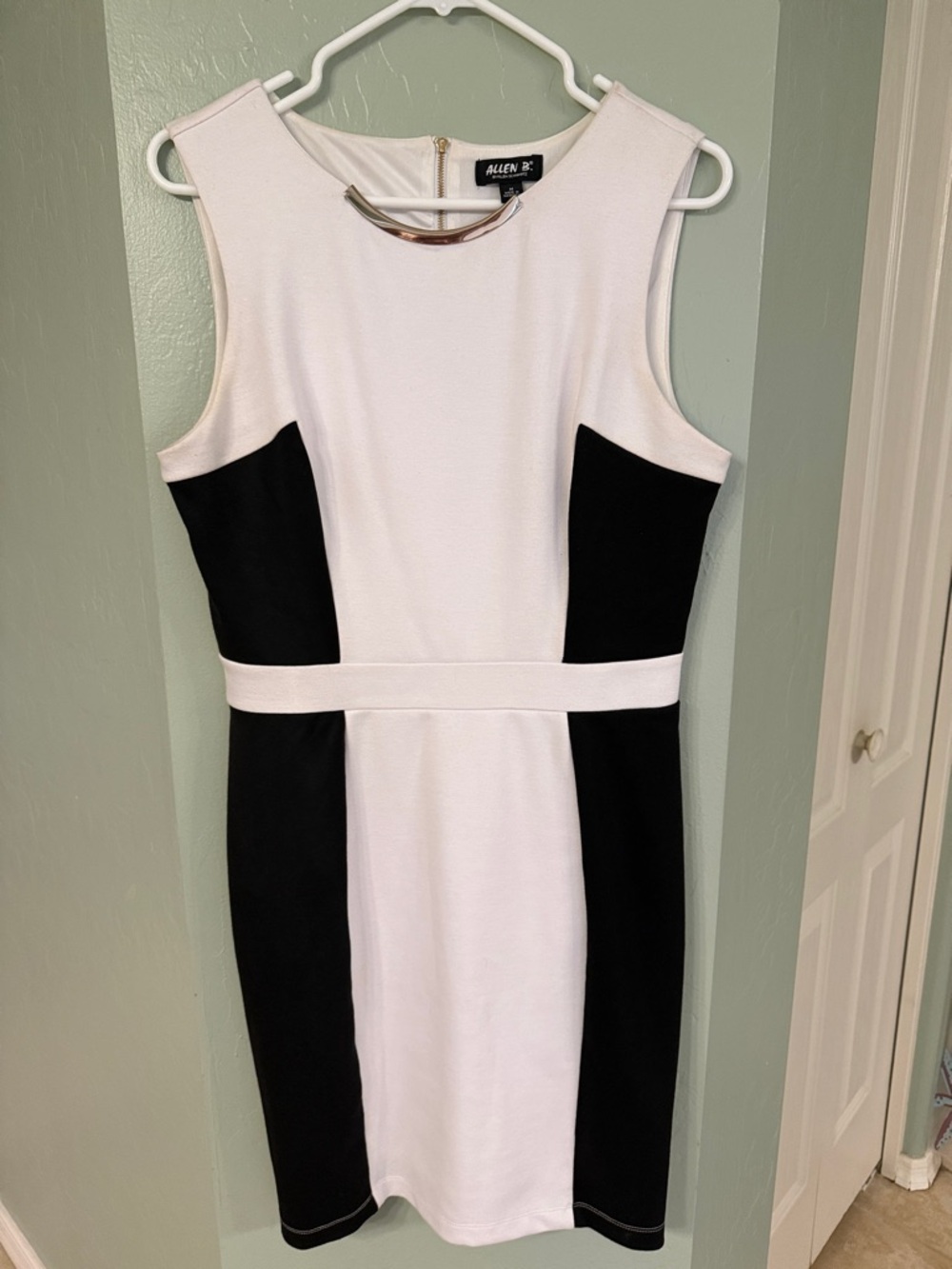 Allen B. By Allen Schwartz Black and White Colorblock Midi Sheath Dress